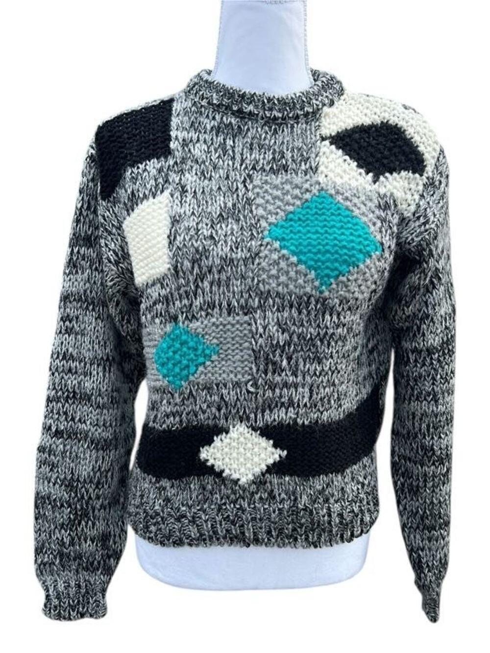 Vintage 90s High Sierra Women's Funky Grandma Sweater Colorblock Large
